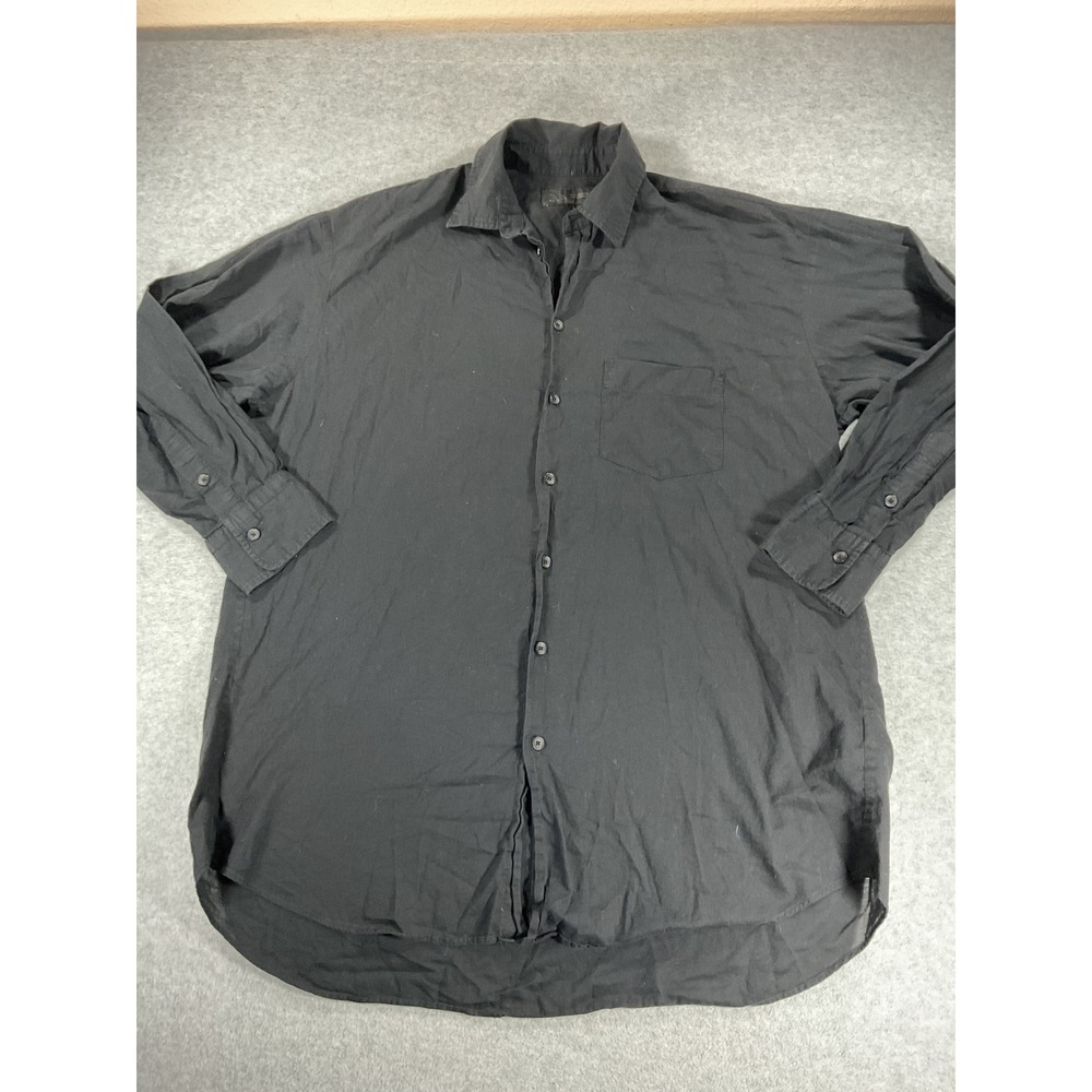 Zara Womens Oversized Button Down Shirt Black Long Sleeve Chest Pocket XS 2947